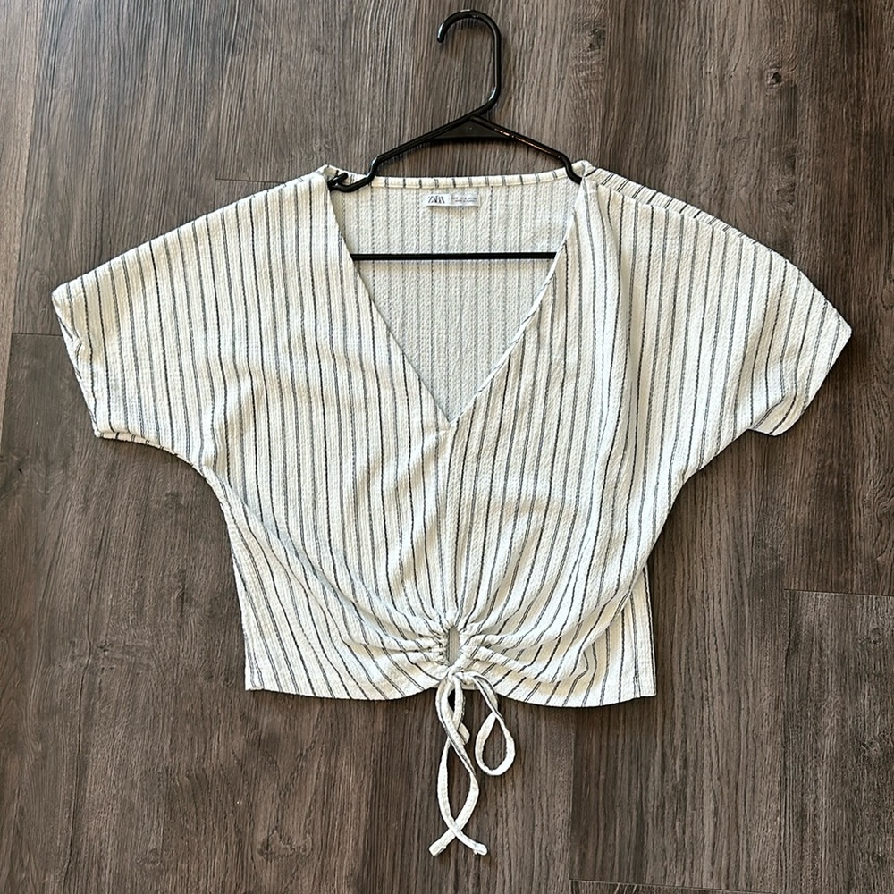 White and black striped blouse